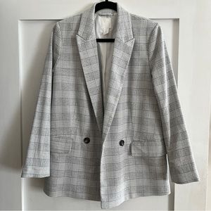 H&M Herringbone Plaid Oversized Blazer